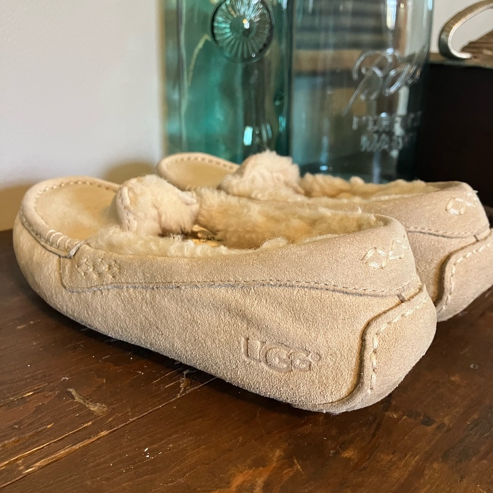 UGG Shearling-Lined Moccasin Slippers - Cream